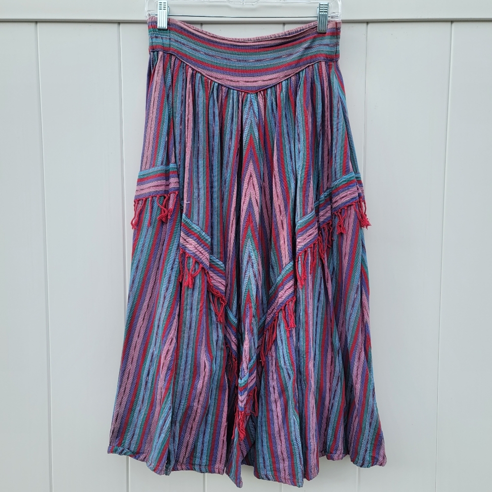 Vintage Guatemalan Woven Skirt Multicolor Small-27 in waist